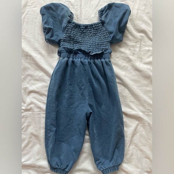 Habitual Kids Denim Like Romper with Ruffles and Bow 18 Months - Picture 2 of 8